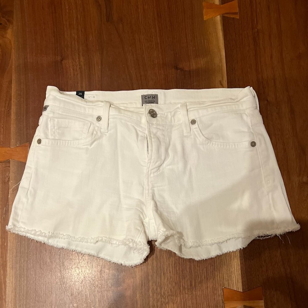Citizens of Humanity White Cutoff Denim Shorts – Size 25, 3" Inseam